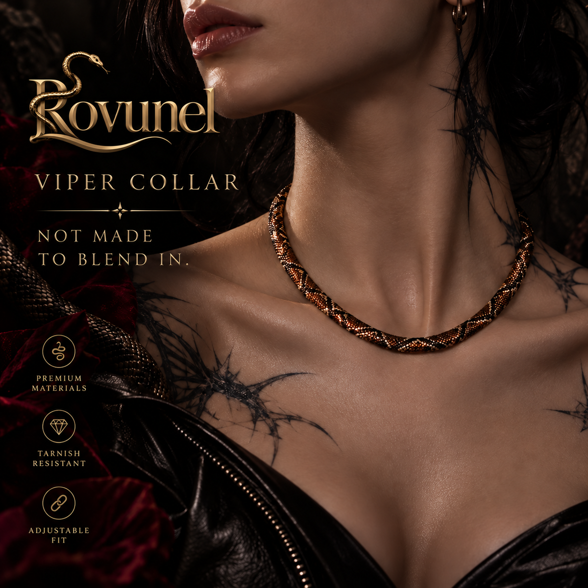 Rovunel™ Serpent Statement Necklace – A Symbol of Mystery & Power