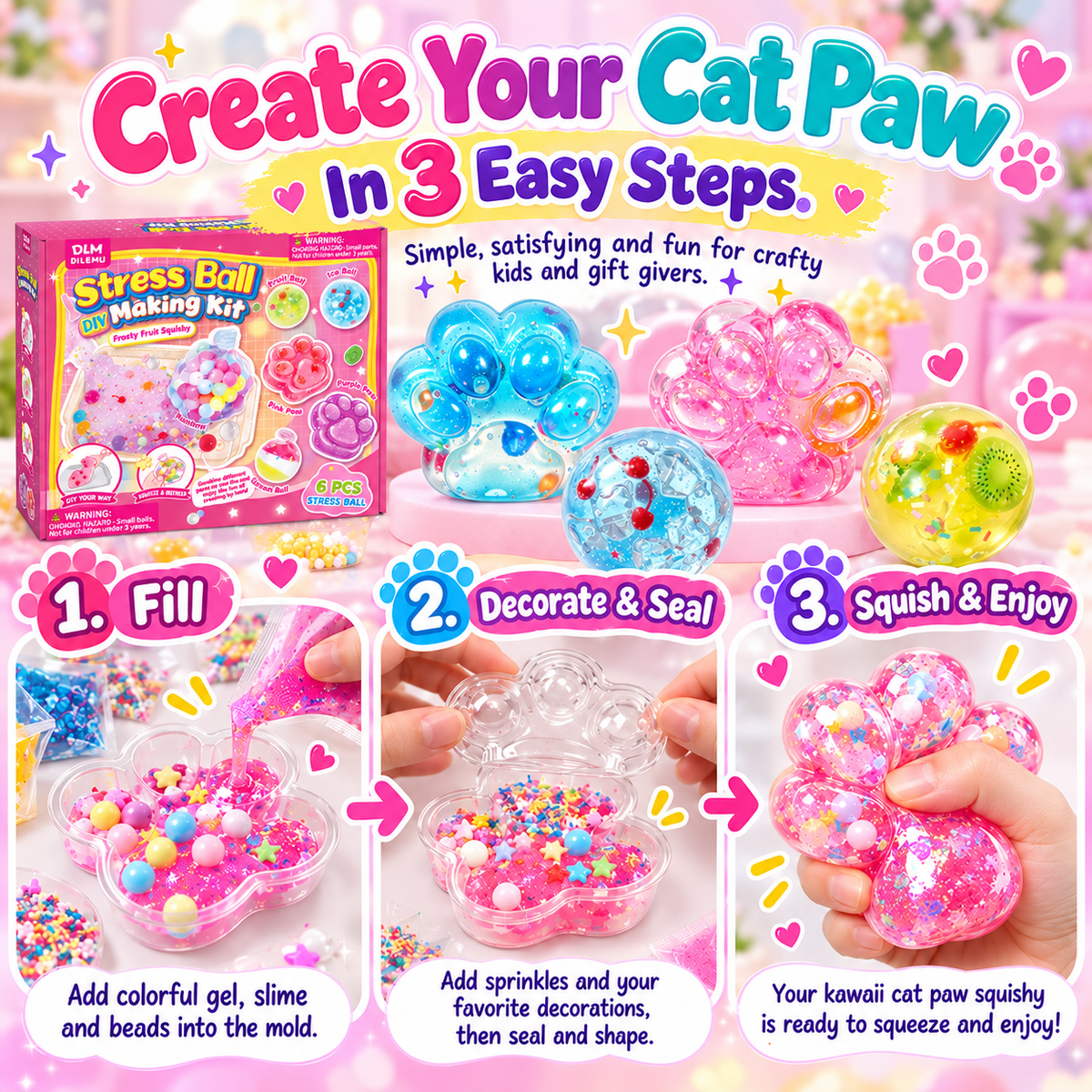 🎨 DIY Squishy Making Kit – Make Your Own Cute Stress Balls & Shapes